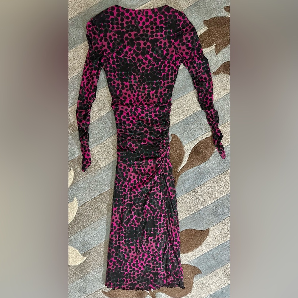 Diane Von Furstenberg Edyna Ruched Midi Dress Asymmetric Neckline ZB1 - Picture 7 of 9